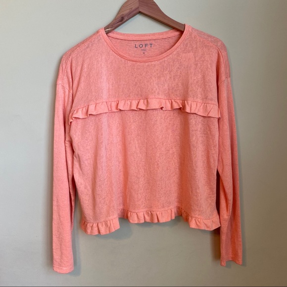 NWT Loft | Cropped Ruffle Tee - Picture 2 of 4